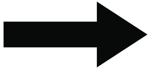 Straight pointed arrow icon. Black arrow pointing to the right. Black direction pointer.