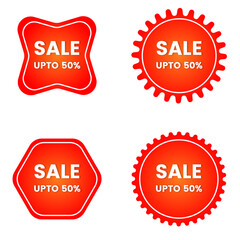 Sale Discount Label Vector Badges – Up to 50% Off Signs Set