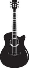 Obraz premium A black and white silhouette of a guitar against a white background.