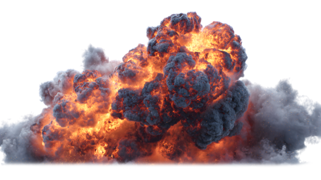 Dramatic Fireball with Dark Smoke and Intense Flames on a Transparent Background - Powered by Adobe