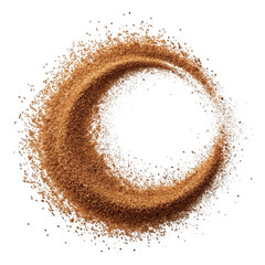 Swirling brown sugar dust trail isolated on transparent background