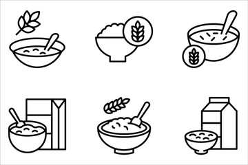 Cereal icon set symbol template for graphic and web design on white background