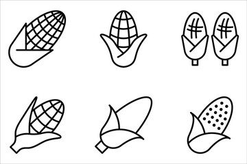 Corn line icon set. Vegetarian, vegan, harvest. Vegetables concept on white background