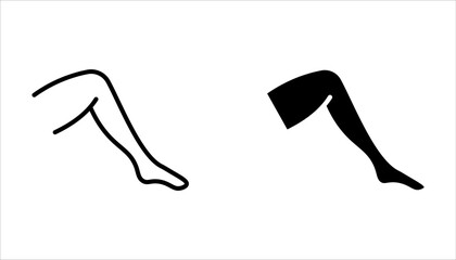 Leg line icon set. Simple outline style. Knee, foot, medical, ankle, lady, female, care, feminine, elegant, beautiful concept on white background