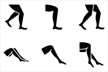 Leg line icon set. Simple outline style. Knee, foot, medical, ankle, lady, female, care, feminine, elegant, beautiful concept on white background