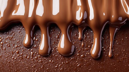 Stream of melted chocolate dripping smoothly in rich flow, ideal for dessert ads or confectionery branding designs