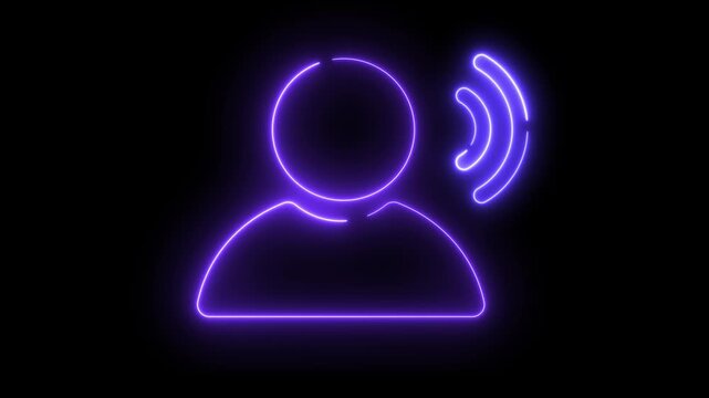 Neon light effect animation of a person avatar icon sound signal