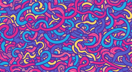 Obraz premium Vibrant Abstract Pattern with Swirling Lines and Playful Colors, perfect for backgrounds