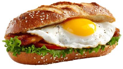Egg Sandwich with Lettuce and Tomato on a Sesame Seed Bun Displaying a Yummy Meal