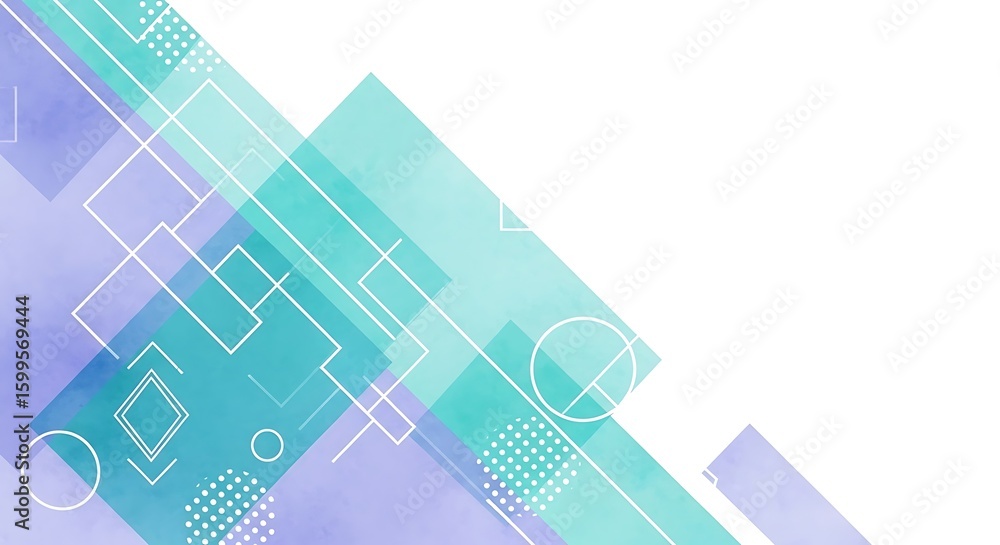 Poster abstract geometric background with watercolor texture pastel colors lines circles squares and dots f
