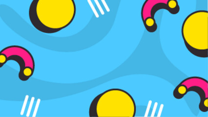 Abstract blue background with pink and yellow geometric shapes ideal for modern design projects, social media posts, website backgrounds, and presentations.