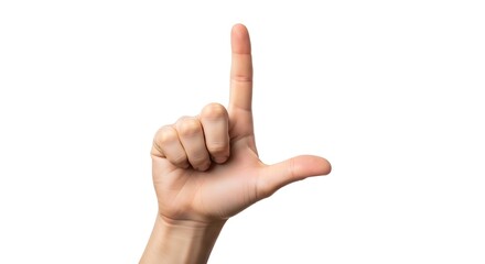 Hand Showing Loser Sign on White