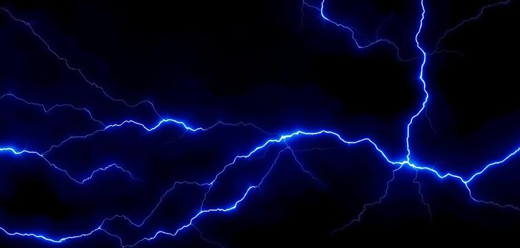 Abstract swirling dark background with vibrant electric blue lightning bolts, night, intense - Powered by Adobe