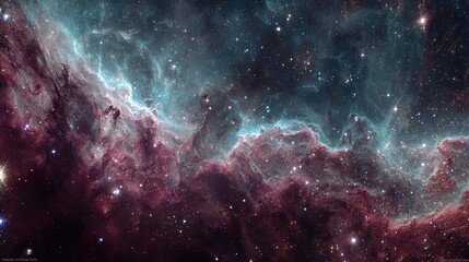 Cosmic Nebula With Colorful Clouds