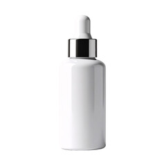 White serum bottle with dropper for skincare and beauty product mockup on transparent background
