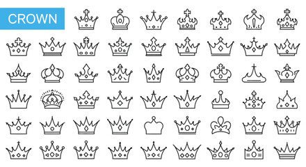 Minimalist Crown Vector Icon Set for Design