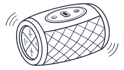 Handdrawn Illustration of a Portable Bluetooth Speaker 1.