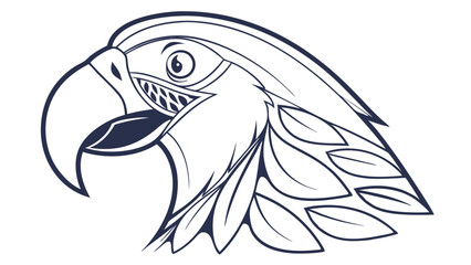 Ornate Line Art Parrot Head Profile Design.