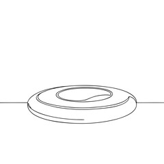 Monochrome line drawing of frisbee disc, minimal style, outdoor sport concept, transparent background