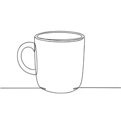 Line art coffee mug, monochrome sketch, hot drink concept , transparent background