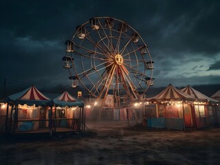 Abandoned Carnival Under the Moonlight