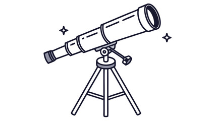 Refracting Telescope on Tripod Astronomical Observation Instrument.