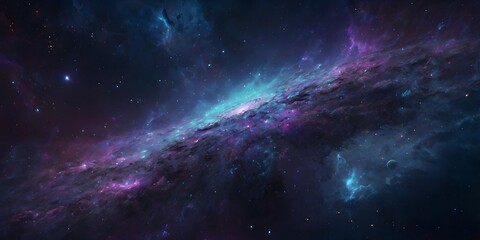 Fototapeta premium Colorful Galaxy Space Nebula with Bright Stars and Cosmic Dust in Deep Outer Space