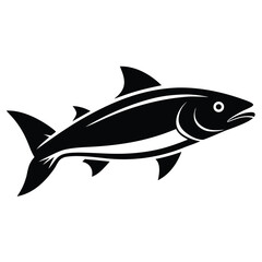 sSalmon Fish Silhouette Vector Icon – Freshwater Animal Illustration