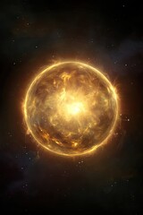 Obraz premium Glowing Golden Star In Deep Space