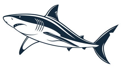 Obraz premium Stylized Illustration of a Powerful Swimming Shark in Profile.