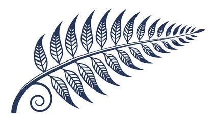 Stylized Silver Fern Leaf with Intricate Detailing.