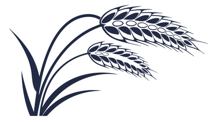 Stylized Wheat Stalks with Dark Blue Graphic Design.