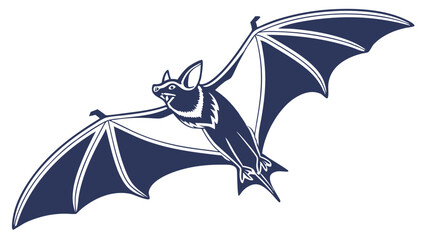 Stylized Vector Illustration of a Bat in Flight.