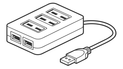 ThreePort USB Hub with Cable and Two Additional Ports.