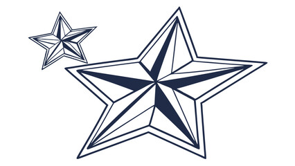Two Nautical Stars with Dark Blue Outlines and Interior Lines.