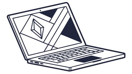 Vector Illustration of a Modern Laptop with Geometric Design.