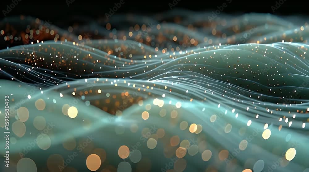 Aufkleber abstract waves with light particles in soft focus and flowing motion
