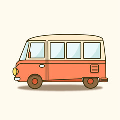 Retro Red Mini Van Side View