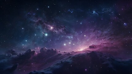 Vast Cosmic Galaxy Scene with Bright Stars and Nebula in Deep Space