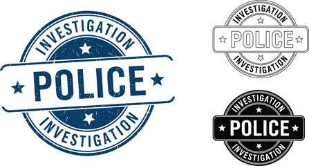 Fototapeta premium Police investigation stamp vector illustration for law enforcement and crime scene investigation use