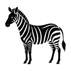 Zebra Silhouette Vector Icon – Black Wild Animal Design Isolated