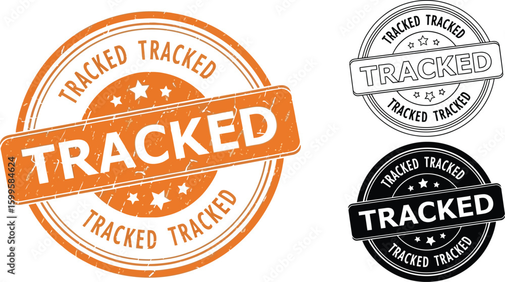 Poster tracked stamp vector graphic design element for delivery status and shipment tracking confirmation s