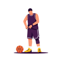 Athletic Man in Uniform Standing with Ball on White