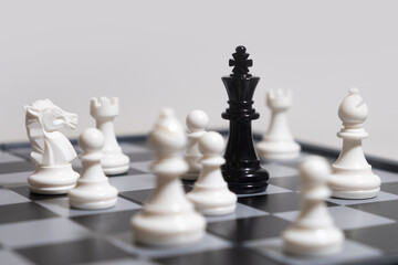 black king chess surrounded by enemy and checkmate for end game