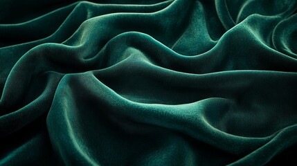 Luxurious emerald green velvet fabric with rich texture and soft folds, beautifully lit to reveal the tactile elegance and depth, perfect for fashion, textiles, backgrounds, or interior design.