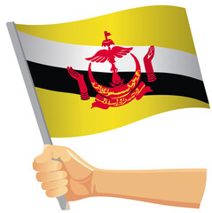Brunei State Flag with Yellow Black White Stripes
