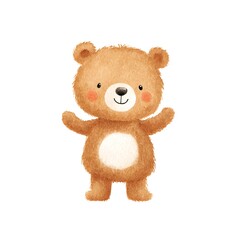 Cute Cartoon Bear with a Friendly Smile and Fluffy Fur Adorable
