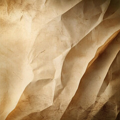 Crumpled Vintage Paper Texture with Deep Folds and Aged Brown Tones for Rustic Background Design
