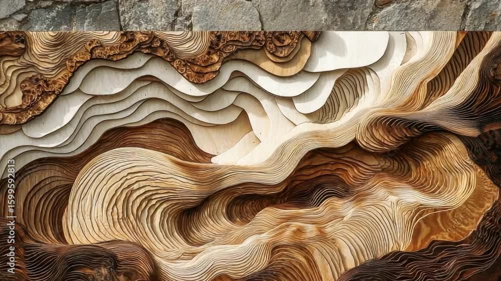 Poster abstract wooden artwork with intricate patterns and textures