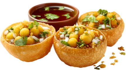 Indian Pani Puri or Golgappa with Transparent Background for Street Food and Cuisine